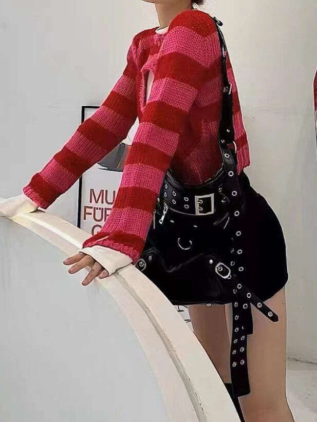 Women's Bags Handbag High Street Vintage Handbag Women New Rivet Large Capacity Casual Crossbody Bags Ladies Moto Biker Black Messenger Bag