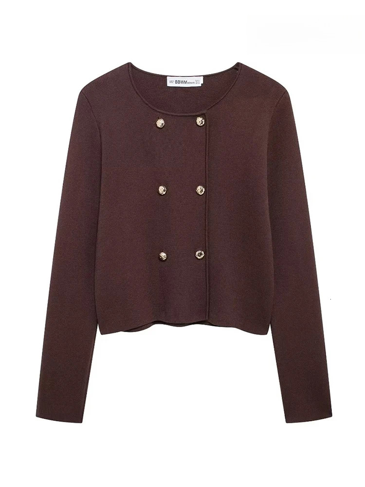 Women's Fashion Fall And Winter New Simple Style Solid Color Soft Long Sleeve Double-Breasted Knitted Cardigan