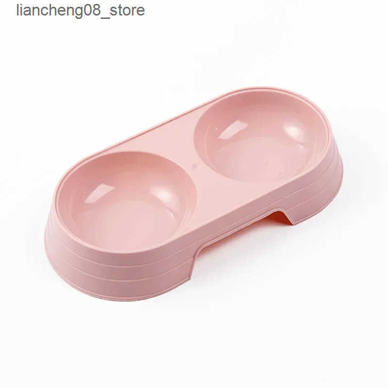 Dog Bowls Dishes Dogs and Cats Double Macarons Plastic Double Pet B owl Drinking Water L240910
