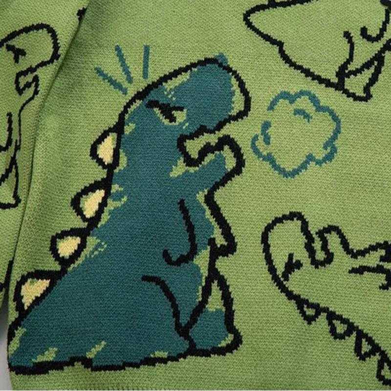 American Fashion Round Neck Sweater Street Cartoon Full Print for Men Hip-hop Ins Loose and Versatile Couple Knit Sweater 241223