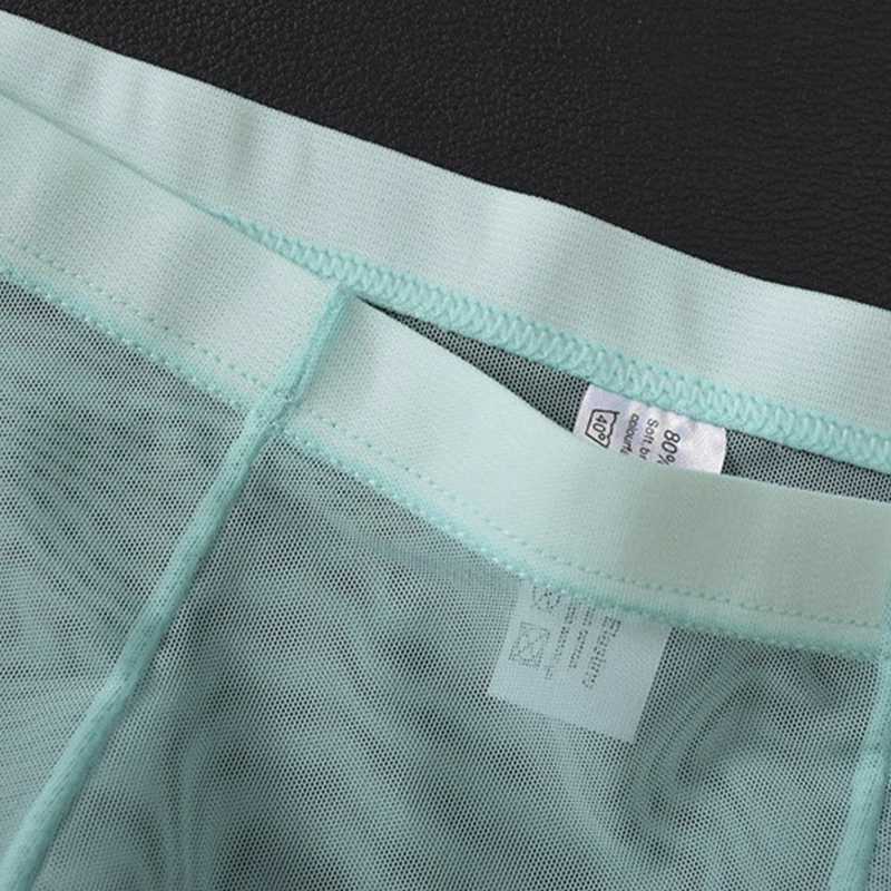 Sexy Transparent Boxing Mens Summer Thin Mesh Underwear Breathable Seamless Mid Rise Mesh Ice Silk Underwear Mens Underwear W241223