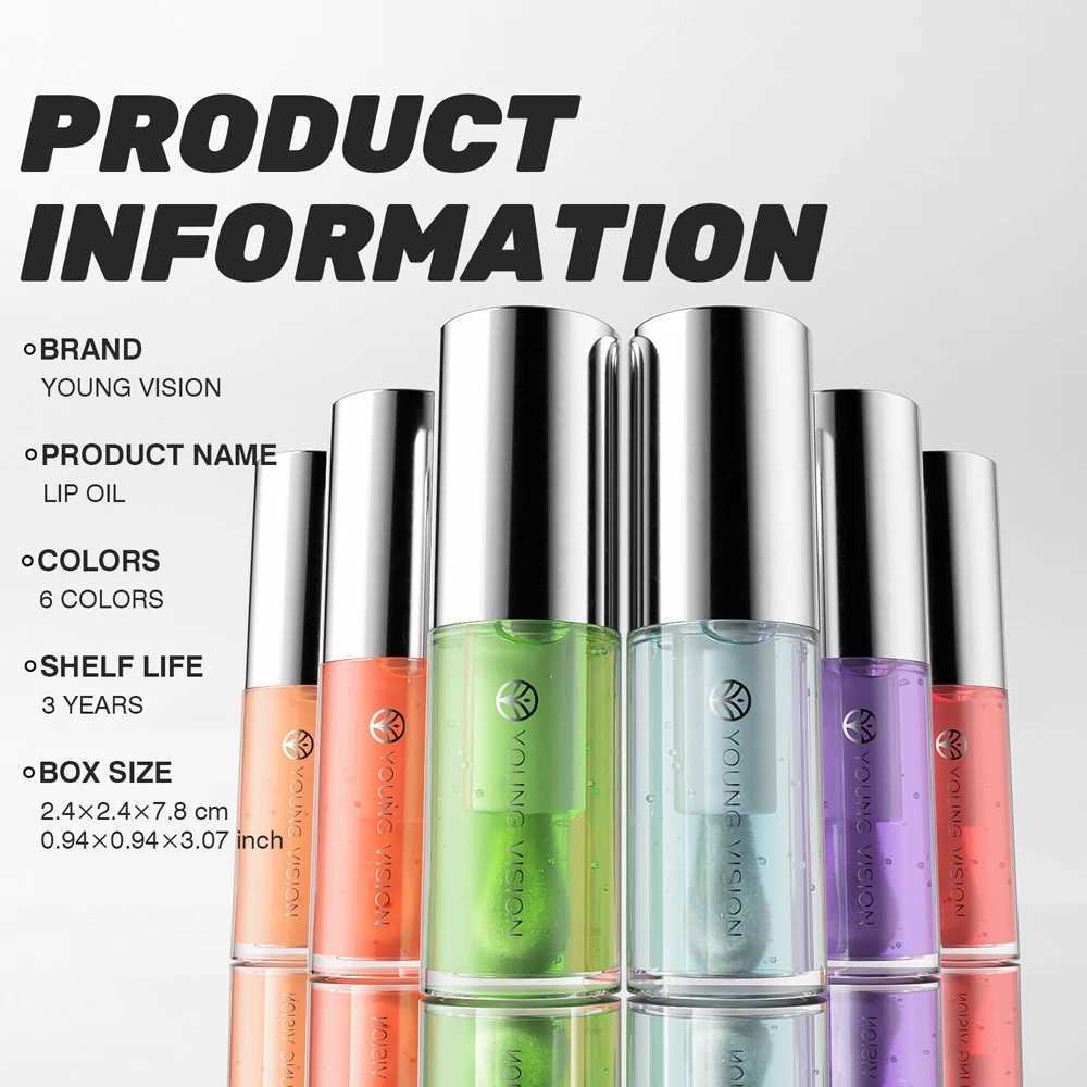 YOUNG VISION 6 color Peppermint Lip Oil Hydrating Glass Lip toot Lip Honey Moisturizing long-lasting non-stick cup large brushXJ241223