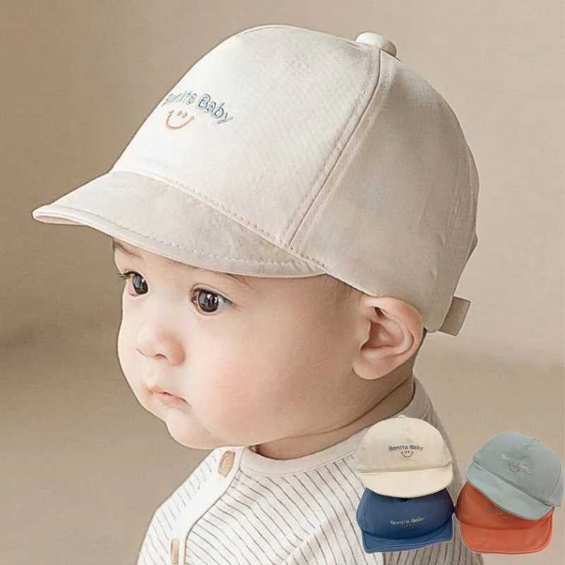 Caps Hats Cute Baby Hat Summer Soft Cotton Baby Letter Baseball Hat Solid Color Adjustable Baby Boys and Girls Short Brim Peaked Hat H241223