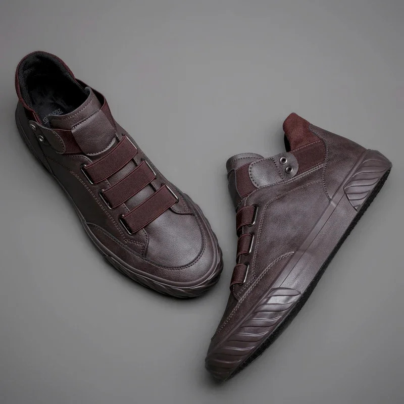 2025 New Men's Genuine Leather Korean Fashion Comfortable Le Fu Shoes Outdoor Fashion High Top Sports Shoes Designer Moccasins Men's