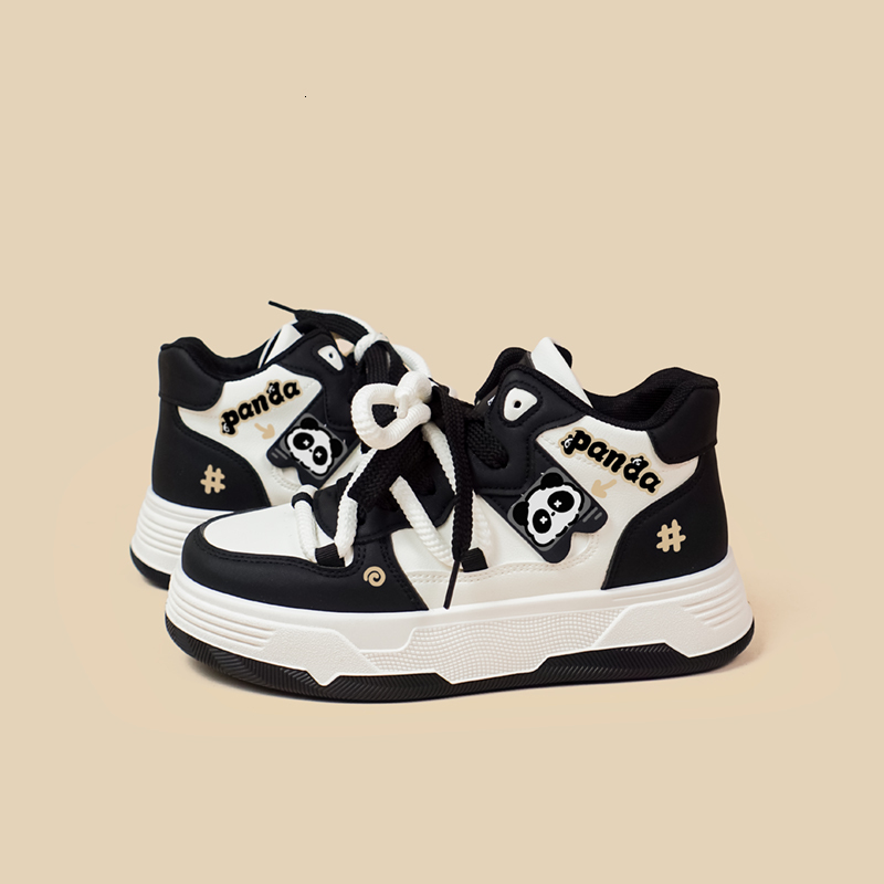 Amy And Michael 2025 Cute Anime Panda Lovely Girls Students High Top Sports Casual Sneakers Female Woman Vulcanize Shoes
