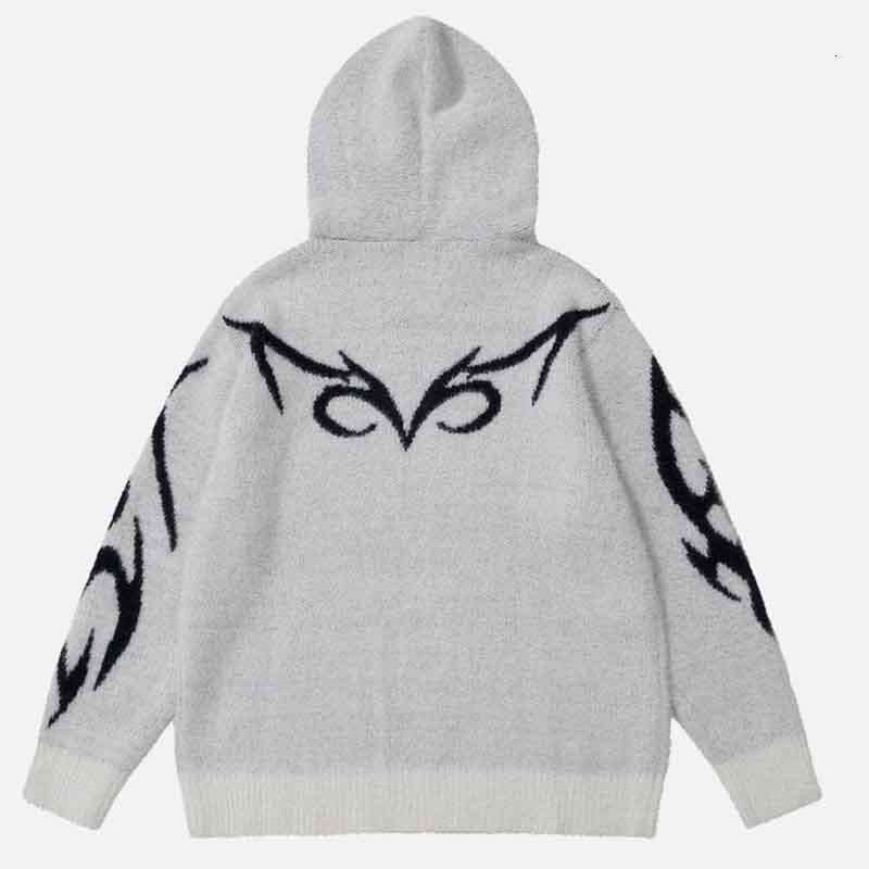 autumn and winter knitted cardigan hooded sweater dark gothic women's loose oversized trendy