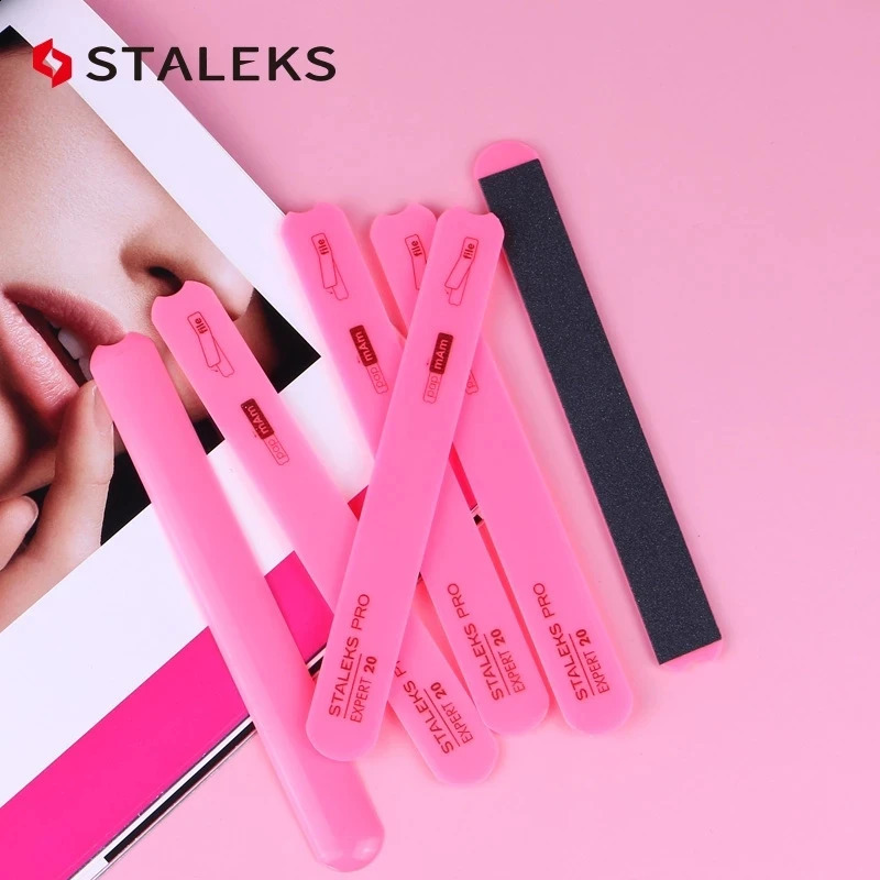 1pc STALEKS EXPERT 20 Pink Silicone Double-sided Nail File Pedicure Manicure Nail Polishing Strips Used With Sandpaper 241223