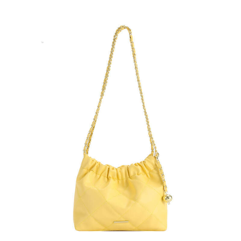 Korean Version Fashionable And Popular Armpit For Women's Summer New Style Dia Grid Trendy Chain Texture Single Shoulder Bucket Bag