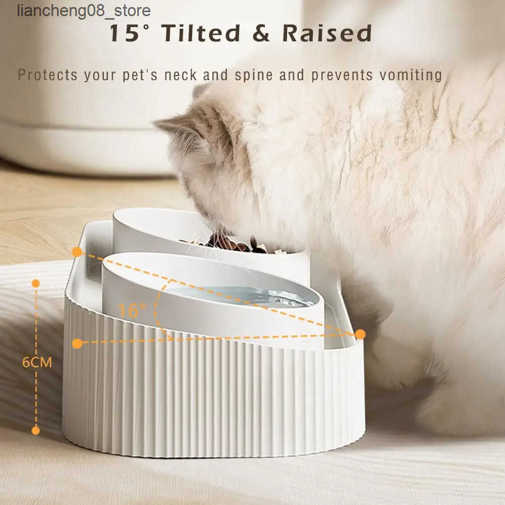 Dog Bowls Dishes Ceramic Dog Bowls Cat Bowls Raised Cat Food Water Bowl Anti overturning Splash-Proof Double Cat Food Dishes Set Pet Food Bowls L24091