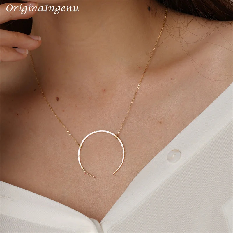 Hammered Gold Moon Necklaces Handmade Jewelry Gold Filled/925 Silver Pendant Vintage Choker Kolye Jewelry Women Boho Necklace 241220