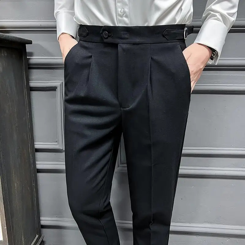 2024 High Quality Neapolitan Suit Pants for Men Vintage High Waist Business Casual Mens Dress Pantspantalon Homme Luxe29-36 241223