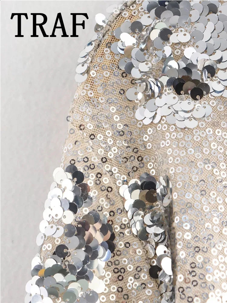 TRAF Floral Sequins Embellished Shirt Women Shirts Casual Elegant Loose Fashion Blouses Top 241218