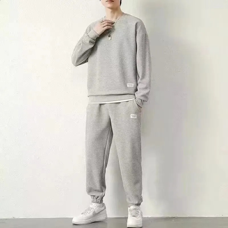Tracksuit 2 Piece Waffle Hoodie Sweatsuits Sets Athletic Jogging Suits with Pocket Spring Autumn Casual Sports Running Suit 241223