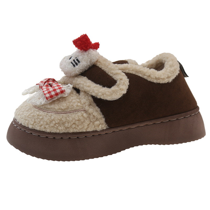 Women Cartoon Cotton Winter Fashion Cute Plush Insulation Korean New Version Snow Trend Flats Casual Shoes 2024 9764