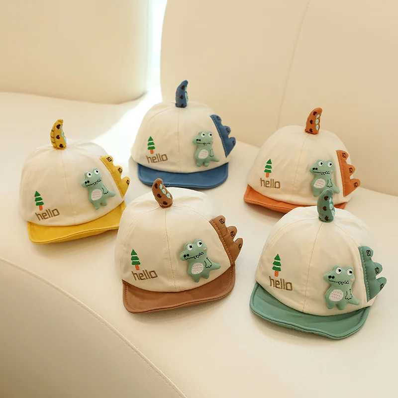 Caps Hats Baby Summer Hat Cartoon Cute Dinosaur Baby Baseball Hat Soft Brim Cotton Baby Boys and Girls Pea Hat H241223