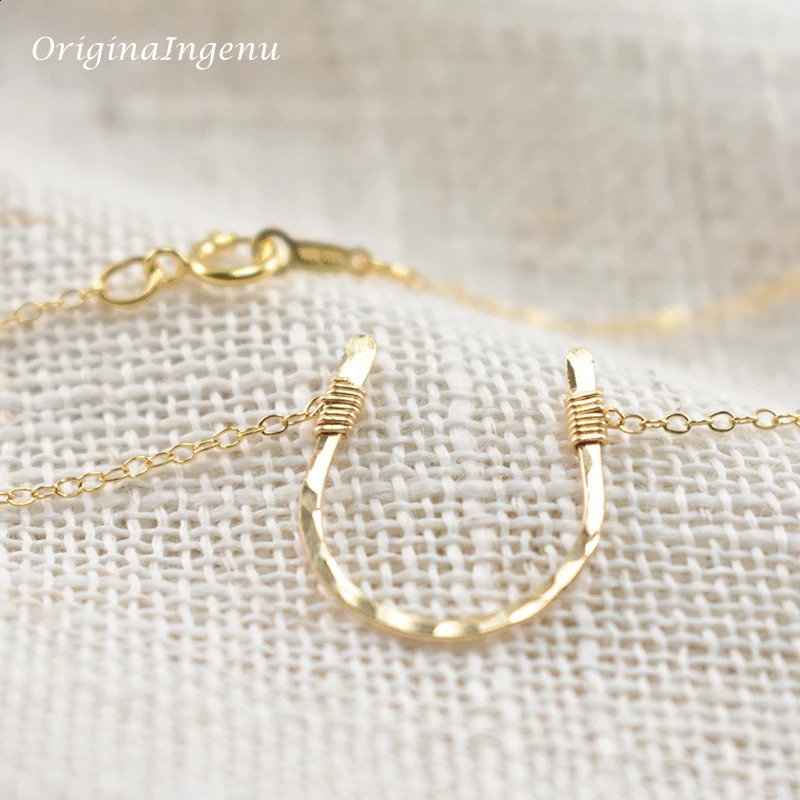 925 Silver Hammered Letter U Pendant Handmade Horseshoe Necklaces Gold Filled Choker Kolye Vintage Jewelry Boho Women Necklace 241220
