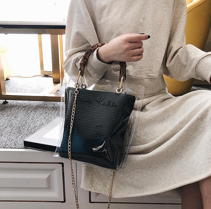 Summer Transparent Small Square Bamboo Festival Handlebar Seaside Wind Beach Single Shoulder Messenger Women's Bag