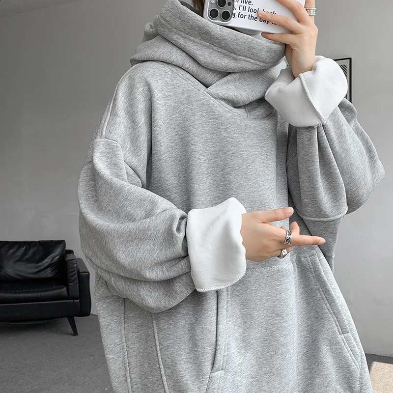 M-XXXXXXXXL Plus Size Mens Pullover Hoodie Plain Color Hooded Long Sleeve Sweatshirt with Poackets Top Hoody Jumpers 8XL 7XL 6XL 241223