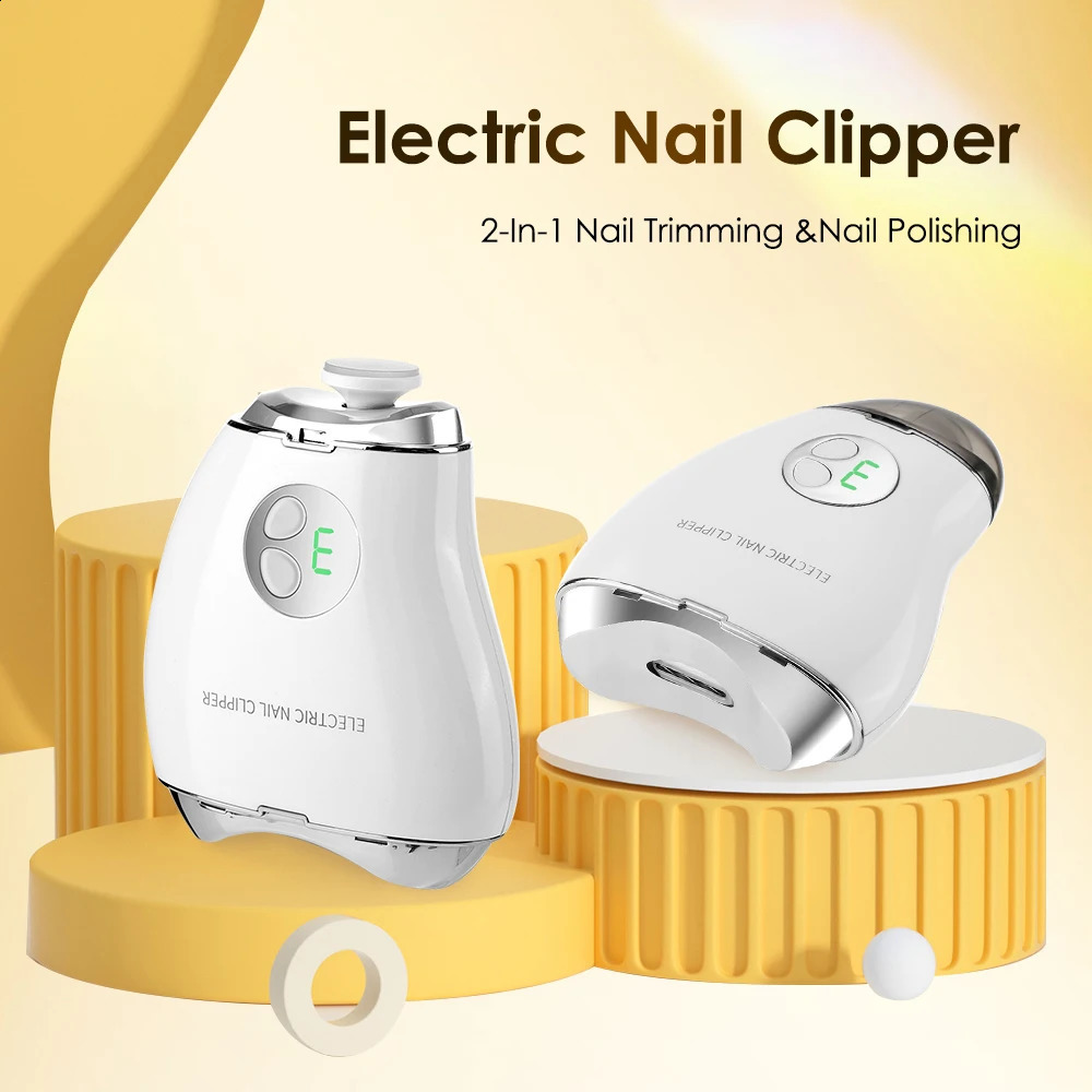 Electric Nail Clipper With Blue Light Adult Baby Toes Automatic Nail Clippers Grinder Manicure Cutter Trimming Polishing Tools 241223