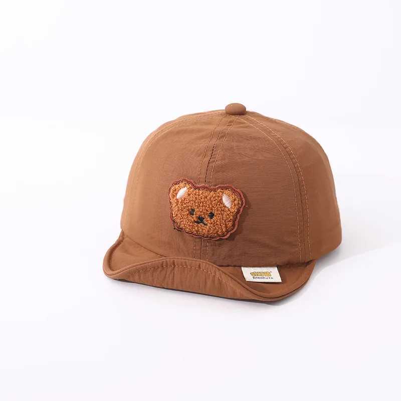 Caps Hats Cute cartoon bear baby baseball cap summer outdoor baby boys and girls sun hat adjustable toddler soft foot hat H241223
