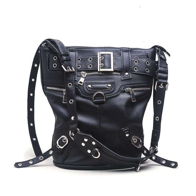 Women's Bags Handbag High Street Vintage Handbag Women New Rivet Large Capacity Casual Crossbody Bags Ladies Moto Biker Black Messenger Bag