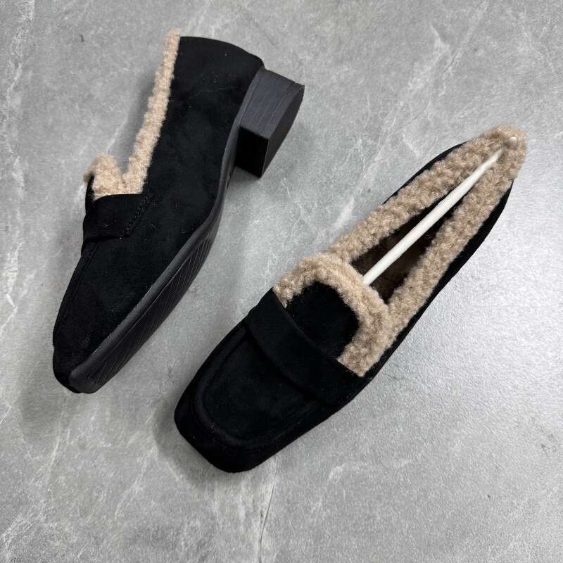 Mao New Style With Added Velvet Bean For Women, Soft Top, Anti Slip Sole, Warm Single Shoe, Thick Heel, Grandma Shoes