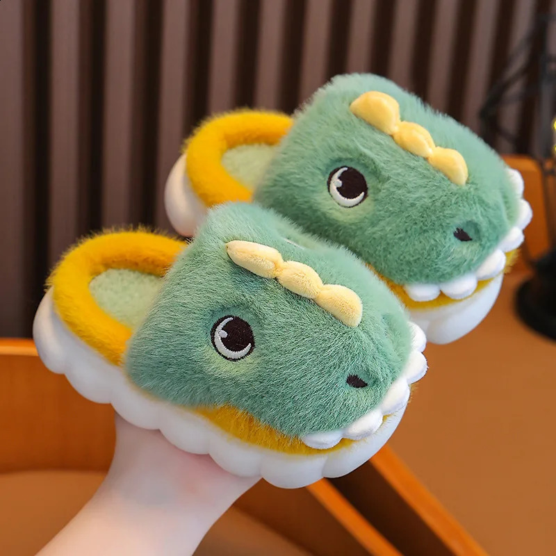 Children Home Shoes Girls Cashmere Cotton Slippers Baby Boy Young Warm Shoes Girls Slippers Indoor Cartoon Cotton-padded Shoes 241223