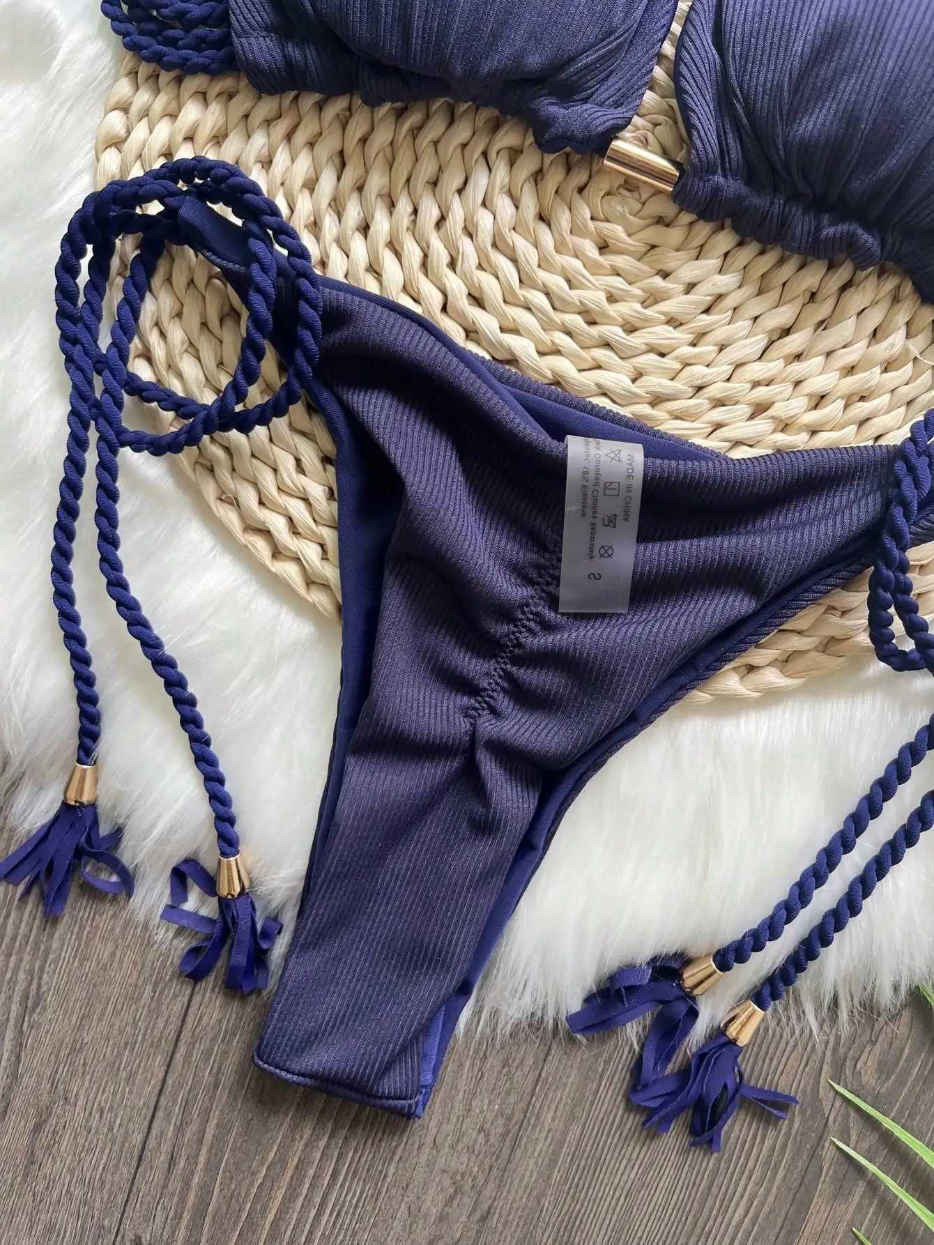 RUOTONGSEPT Sexy Swimwear Women Brazilian Bikini Set Solid Triangle Swimsuit Hand Woven Rope 2024 New Two Pieces Bathing SuitXJ241223