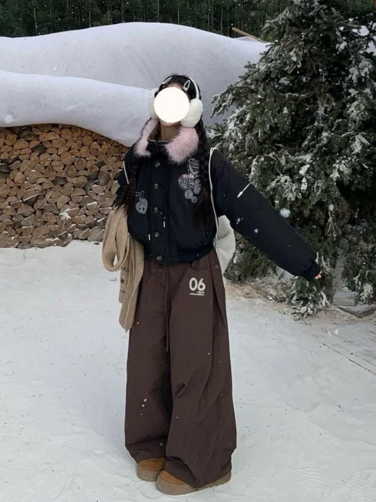 Vintage Y2k Baggy Warm Pants Woman Oversized Thick Haruku Korean Fashion Streetwear Casual Trousers Winter Autumn