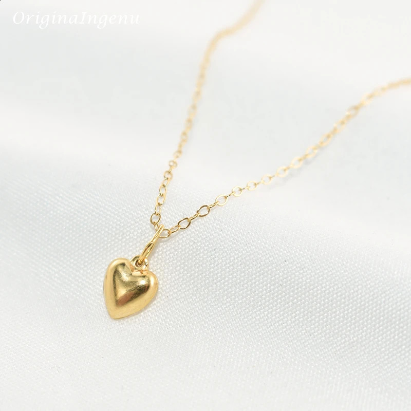 14K Gold Filled Heart Shape Necklace Minimalism Gold Necklace Gold Choker Boho Women Jewelry Pendants Collier Femme Kolye 241220