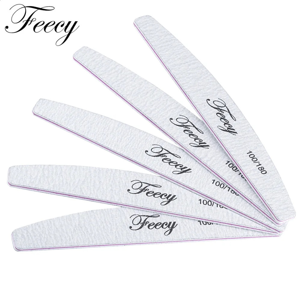 30Pcs/Lot Nail File Buffer 100/180 Grit Half Moon Double Side Sandpaper Nail Sanding Grinding Gel Nail Polish Nail Manicure Tool 241223