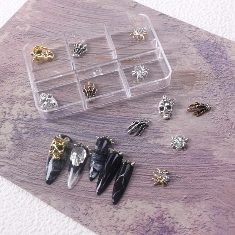 TSZS Hollow Nail Diamond Decoration Punk Style Alloy Skeleton Pumpkin Butterfly Halloween Nail Charms Set For Manicure Ornament 241220