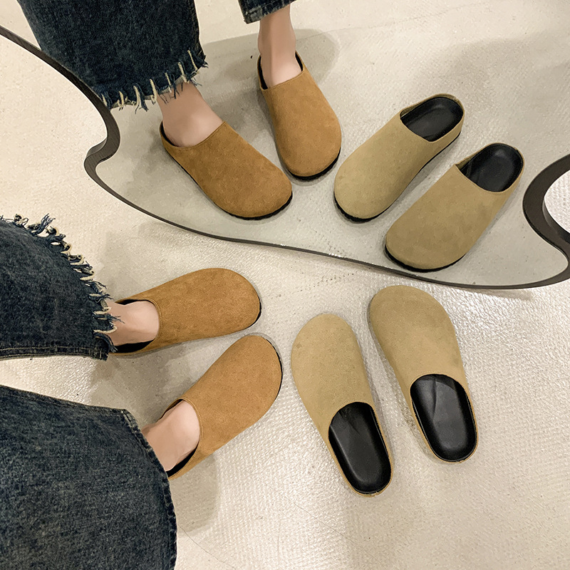 Comfortable casual thick-soled baofeng half slippers with loafers wear soft soled single NEW women's shoes outside autumn and winter