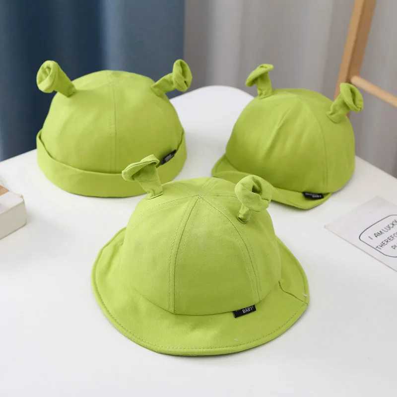 Caps Hats Cartoon Baby Baseball Hat Green Fun Childrens Bucket Hat with Ears Spring Summer Preschool Boys and Girls Fishermans Hat Bini H241223