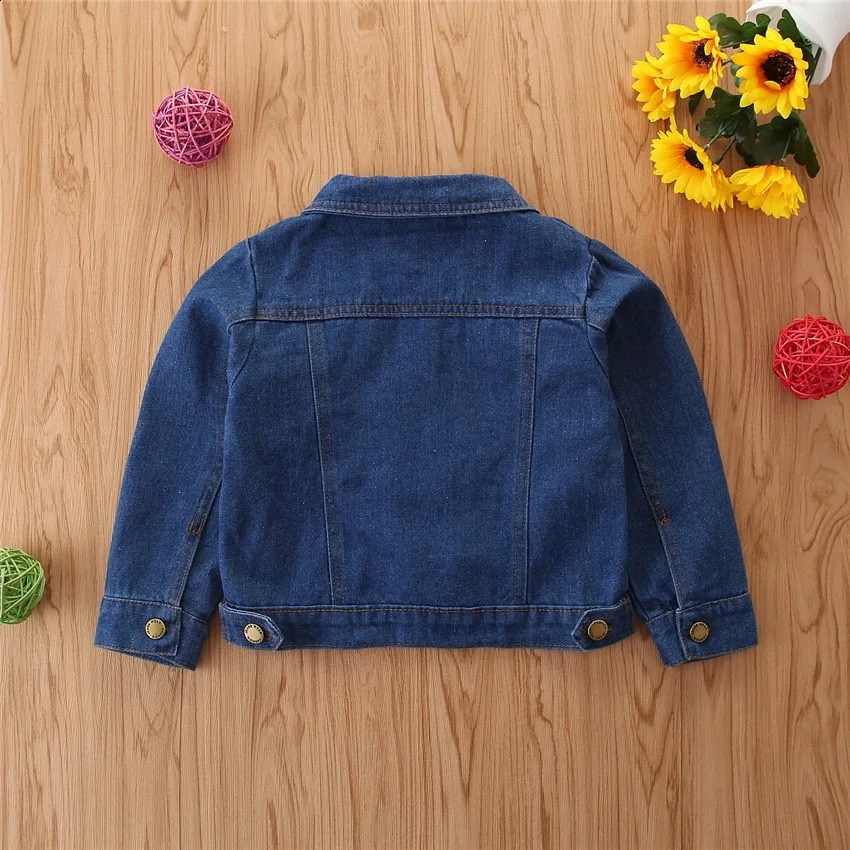 0-6Yrs Children Girls Denim Jackets Casual Long Sleve Coats Spring Autumn Kids Girls Jeans Outfits 241223
