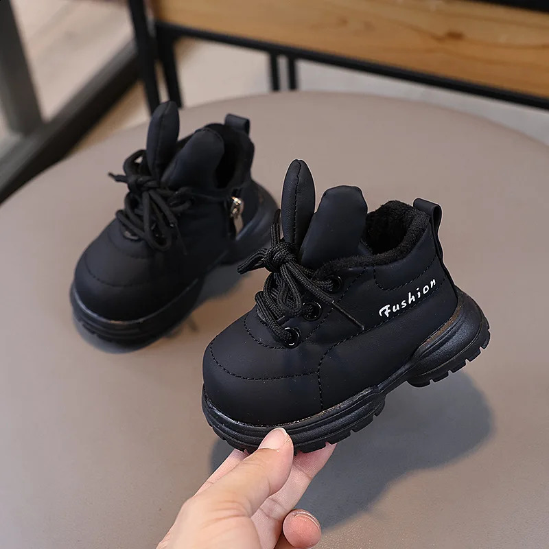 Baby Thick Warm Shoes Autumn Winter Infant Fur Shoes Cute Sweet Sneakers For Baby Toddler Boy Girl Casual Shoes Pink Black 241223