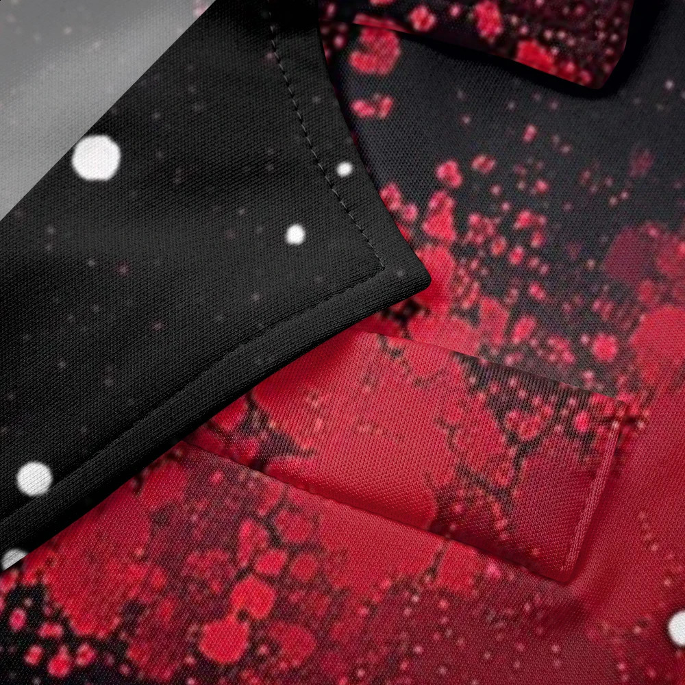 Mens Suit Jacket Autumn Slim Fit One Button Blazer Watercolor Red and Black Fashion Casual England Male Dress Coat 241218