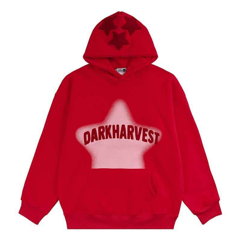 High Street American style fleece spray painted towel embroidered men's trendy brand loose niche design hoodie