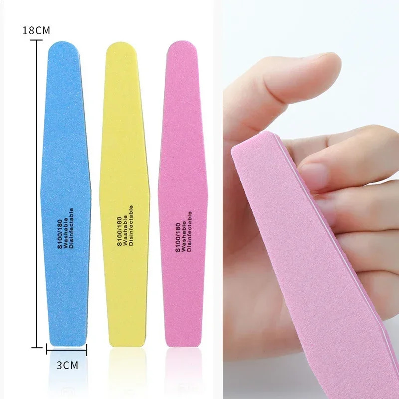 5pcs 100/180 Nail Buffer Double-sided Rubbing Strip For Manicure Nail Art Tools Washable Grinding Sanding Polishing Nails Files 241223