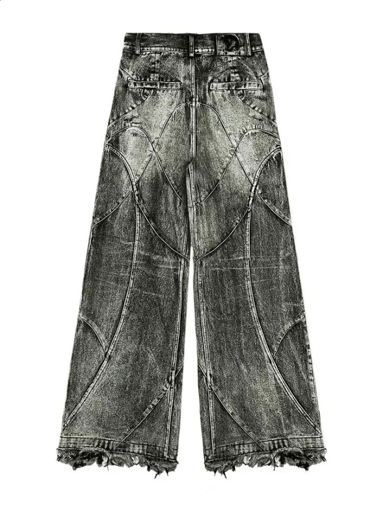HOUZHOU Y2k Streetwear Punk Hip Hop Jeans Women Grunge Baggy Ripped Denim Trousers Gothic Vintage Distressed Wide Leg Goth 241218