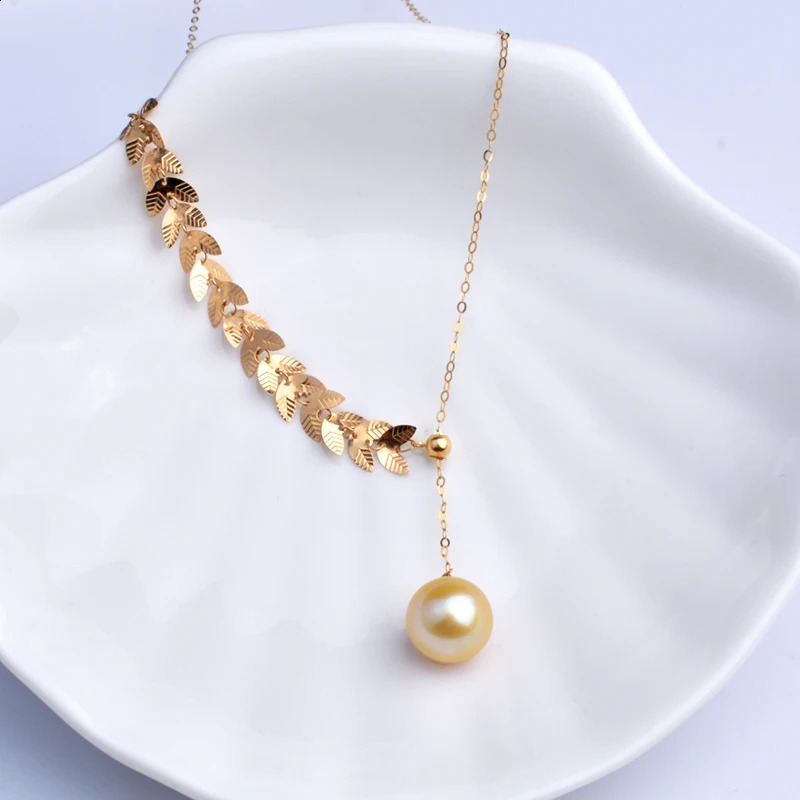 NYMPH Real 18K Gold Necklace Pendant Southsea Pearl AU750 Choker Women Fine Jewelry Party Gifts Adjust X624 241220