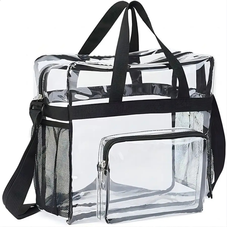 Large Capacity Transparent Tote Travel Bag Transparent Lunch Bag for Men and Women Suitable for Work Travel Holiday Sports 241223