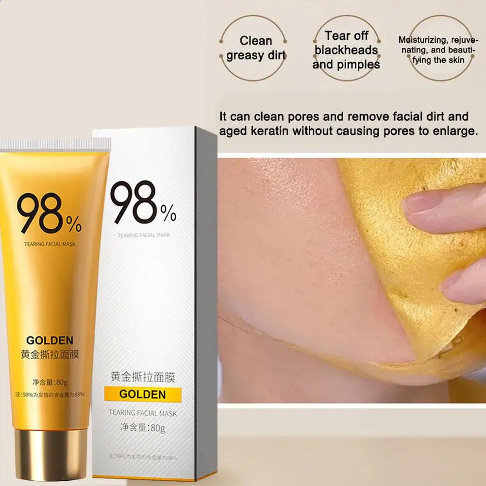 80g Gold Peel Mask Deep Cleansing Tightens Facial Mask Lightens Blackheads Cleanses Pores Tightens Cleans Deep Nose Pores 241223