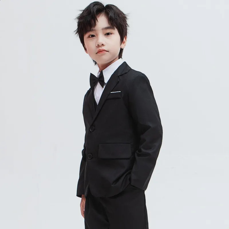 Teen Boys Blazer Jacket for Kids School Host Autumn England Style Suit Blazers Piano Performance Coat Kids Black Navy Costumes 241223