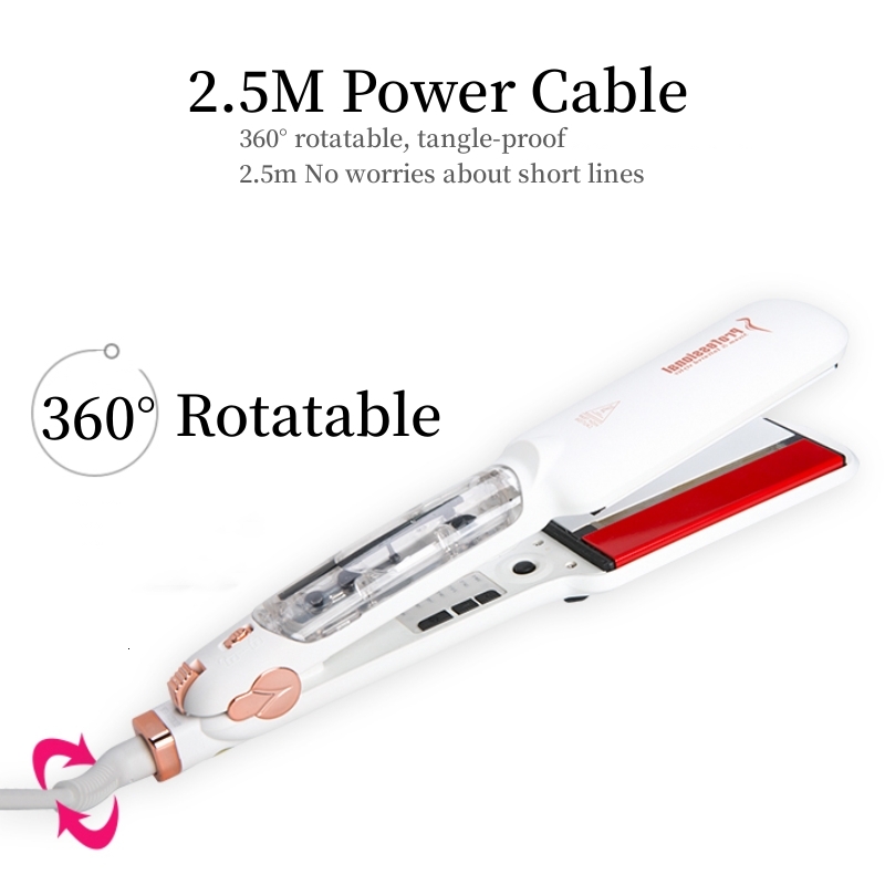 Professional Steam Hair Straightener Infrared Care Ceramic Coated 2 Inch Wide Plates For Salon Straightening Styg
