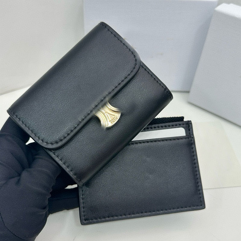 Fashion designer Leather wallets short wallets luxury Credit Card Holder purse bags two-in-one gold Hardware women of Zippy coin purses organizer Wallets with box