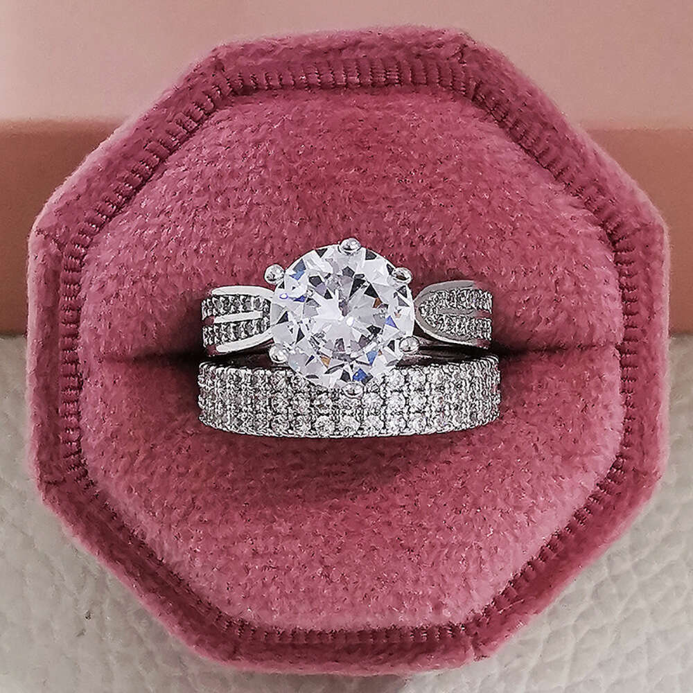 designer jewelry Moissanite dia ring Vecalon Lustre Promise Wedding Band Ring Top quality Sterg Sier Dia Engagement rings for girls