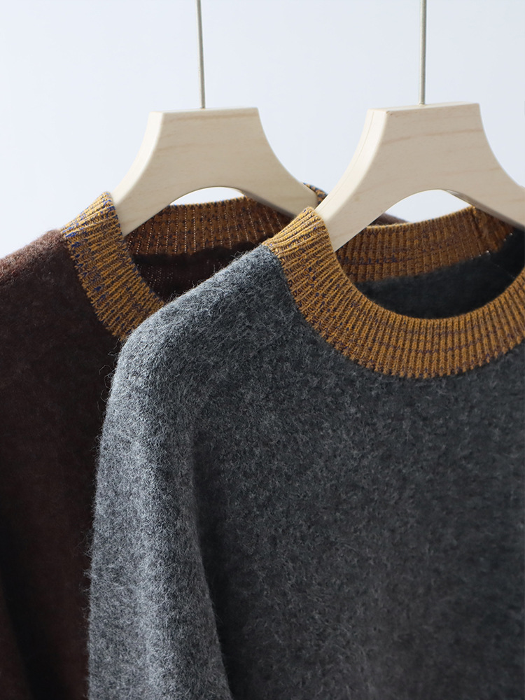 bstb01 Chic Ladies' Knitted Sweater for Autumn - Comfortable Round Neck, Loose Fit Woolen Top