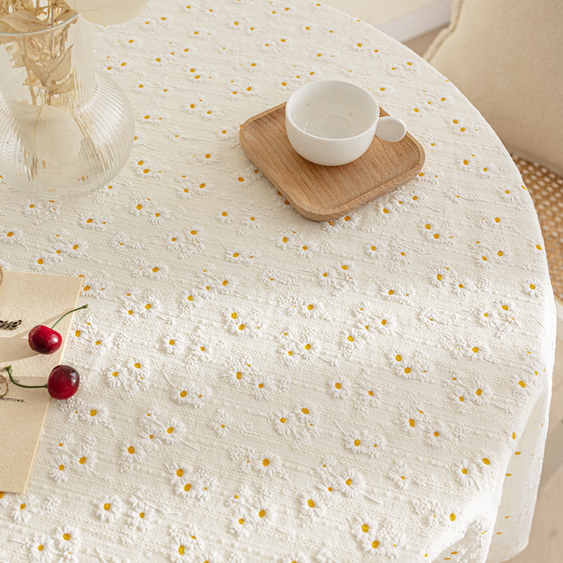Small Daisies Floral Fresh Photo Picnic Background Cloth Literary Dormitory Desk Cloth