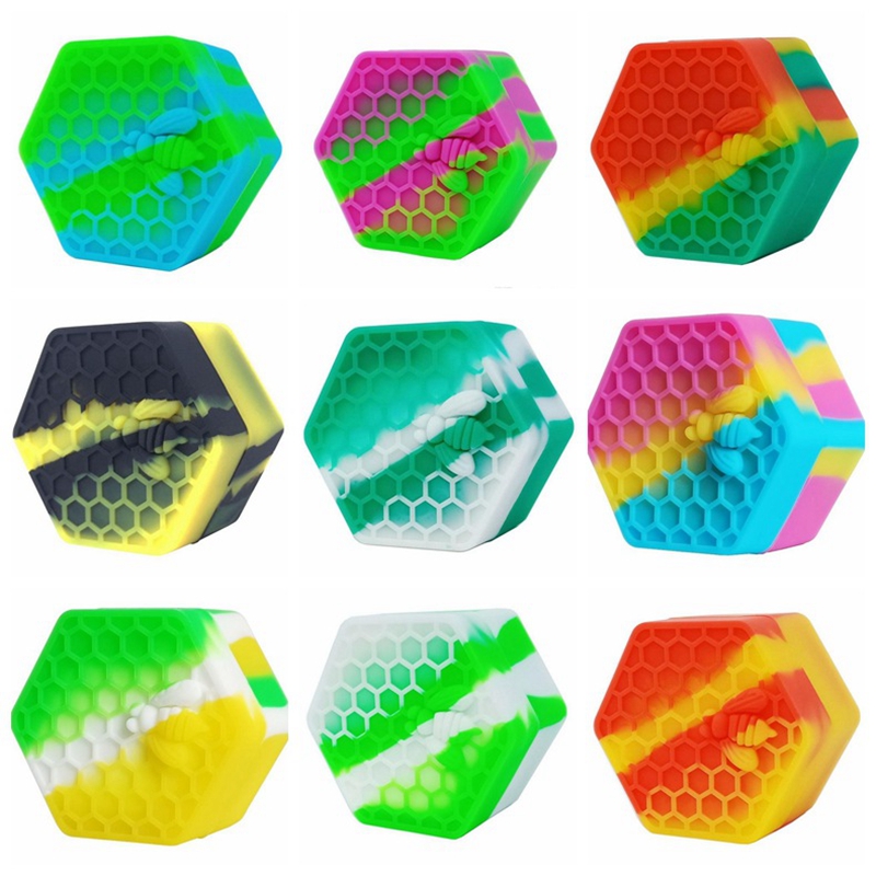 2Pcs 26ml Nonstick Honeybee wax containers hexagon silicone container food grade jars dab tool storage jar oil holder box